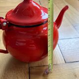 Red enamel teapot