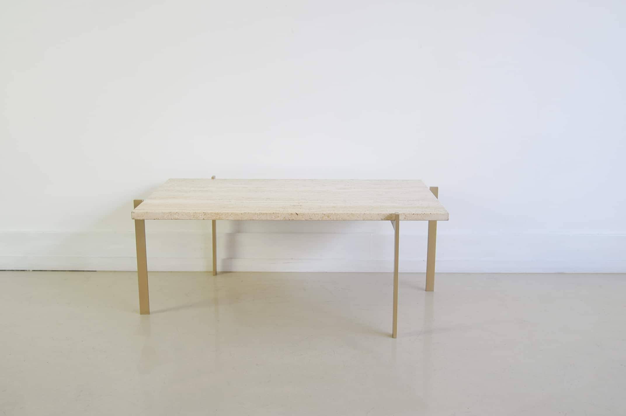 Rectangular travertine coffee table