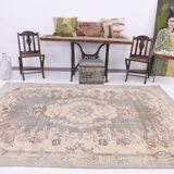 6x9 Ash Gray Handmade Wool Turkish Vintage Rug, 188x290Cm SK 5073