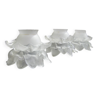 Ensemble de 3 anciennes tulipes art déco en pâte de verre