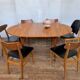 Round table in teak with vintage butterfly extension from the 1960s