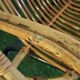 Vintage basket chair in rattan and metal – 1950s/60s