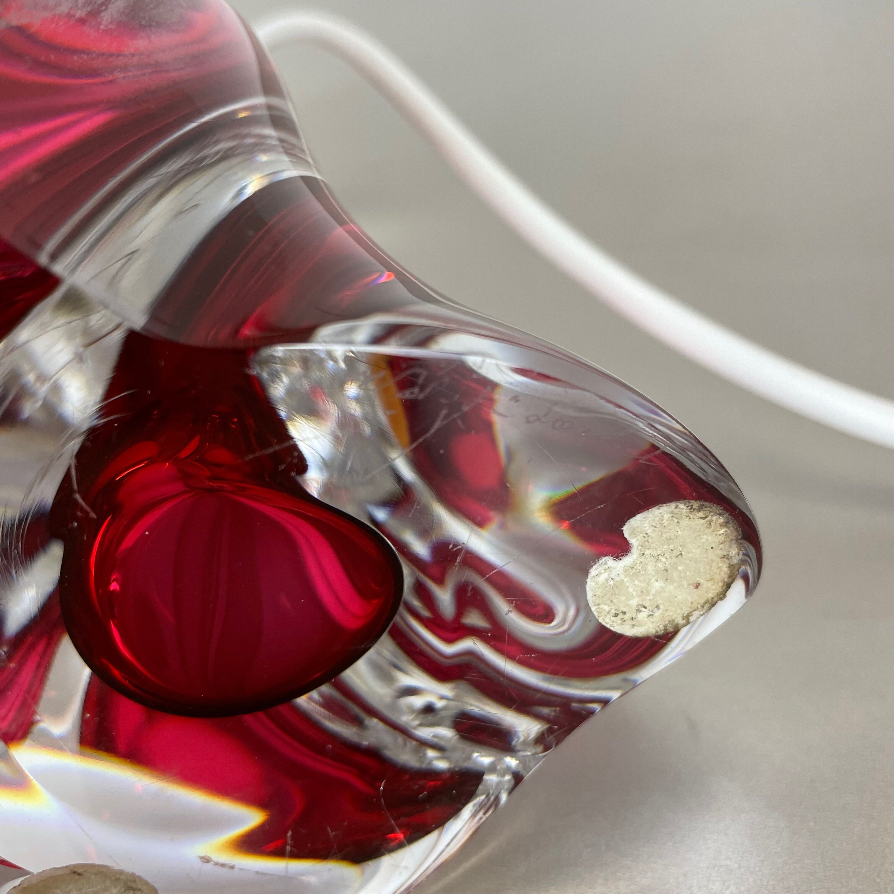Lampe de table en verre de Murano en cristal « rose », Val Saint Lambert, Belgique, années 1960