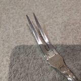 Fourchette à viande froide en métal argenté orfèvre Christofle Malmaison