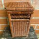 Antique basket, tall wicker woven bread basket, vintage laundry basket