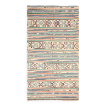 6x11 Wool Vintage Kilim Rug, Ethnic Patterned Rug, 177x332Cm
