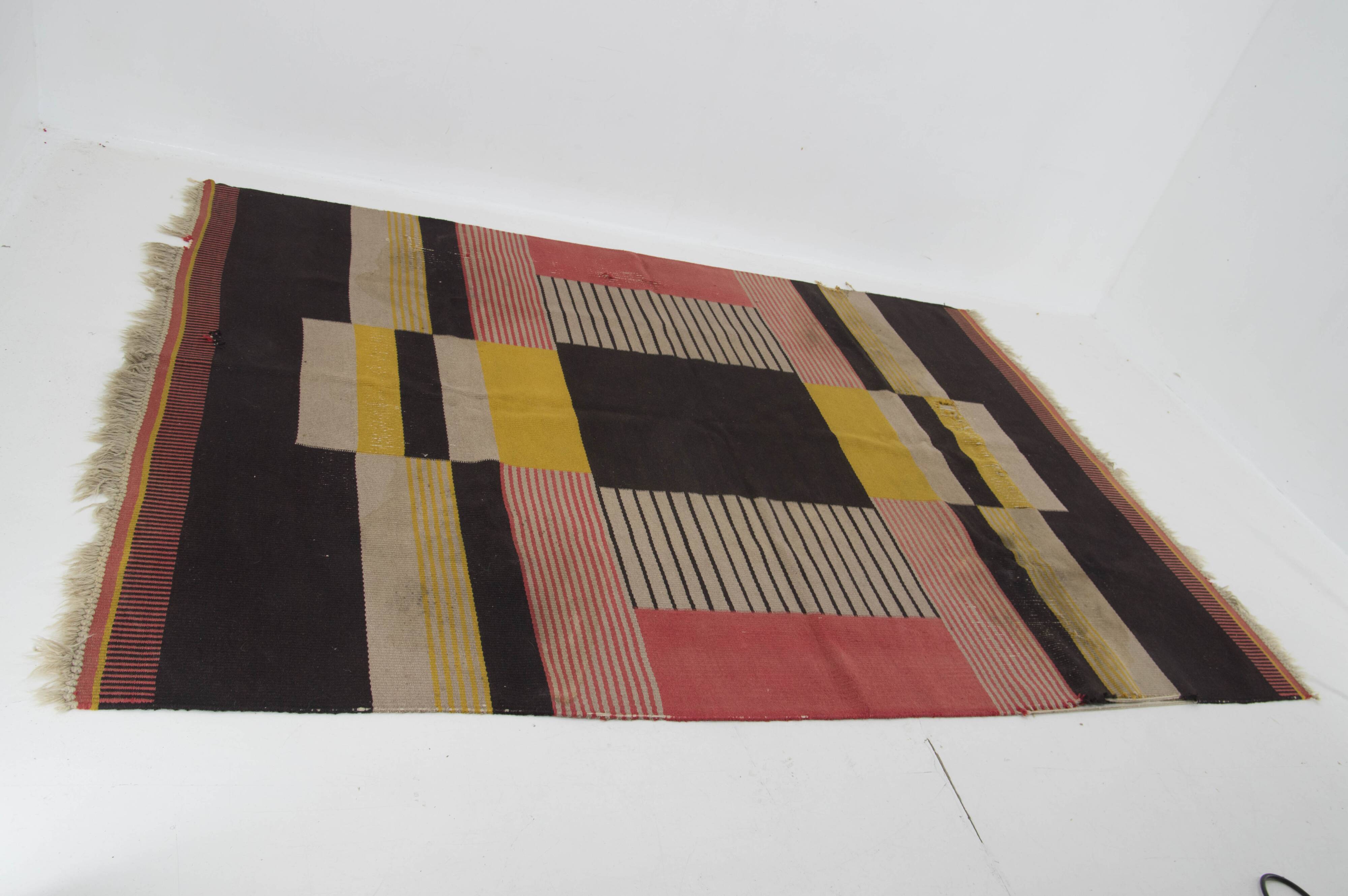 Rare Geometric Carpet by Antonin Kybal, 1948s