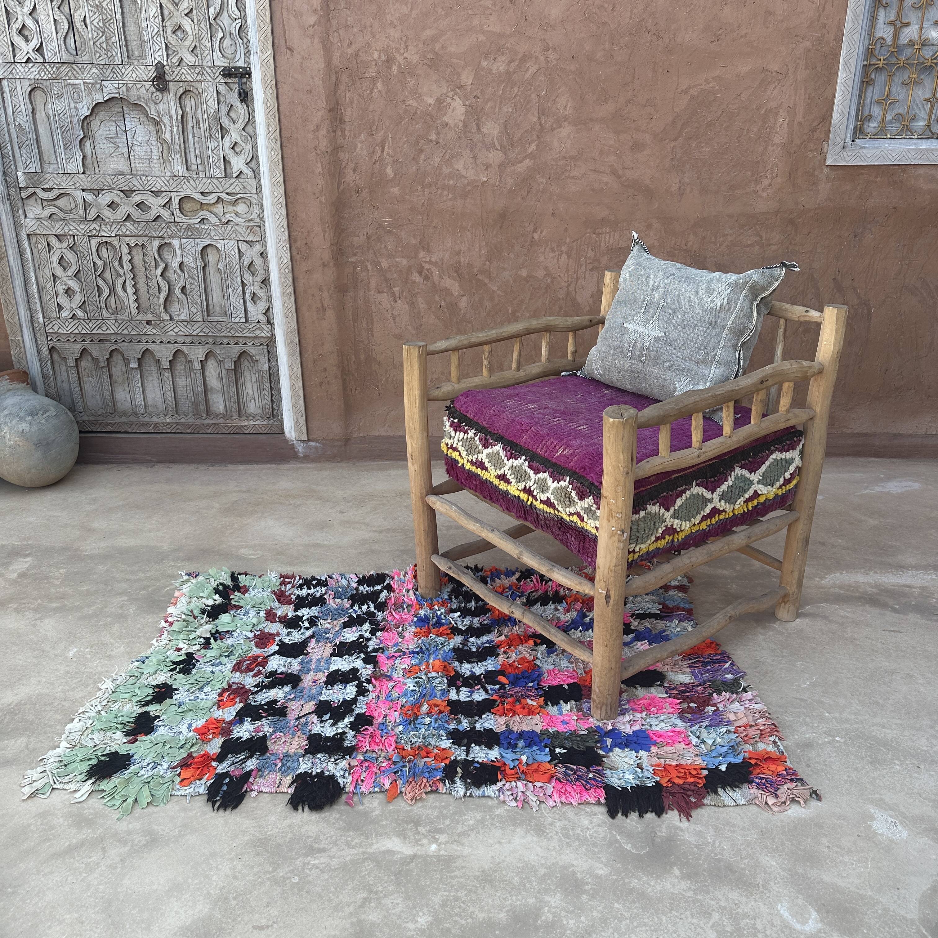 Tapis Marocain boucherouite coloré - 85 x 140 cm