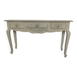 Grey console, three drawers