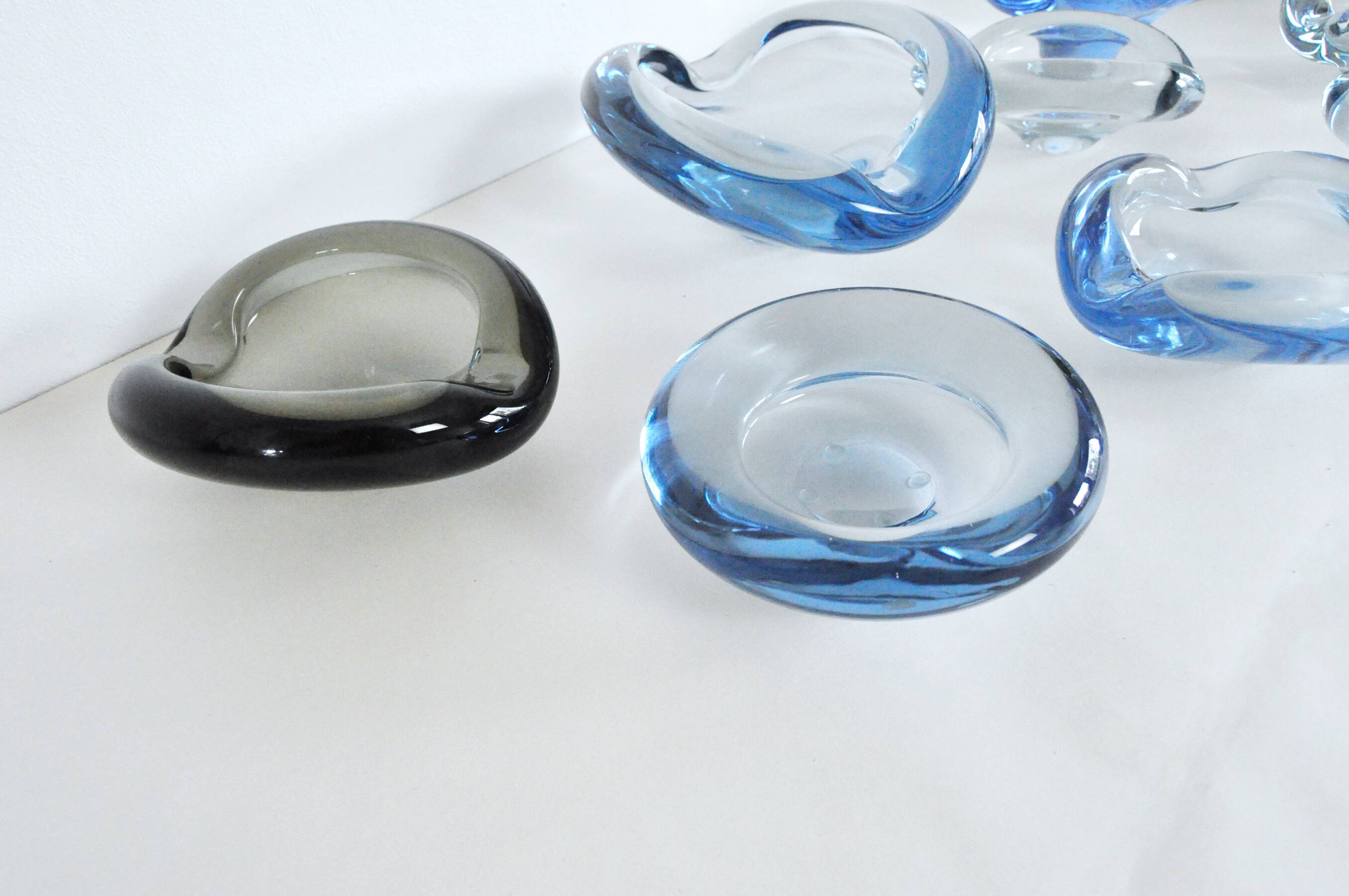 Smaller dishes or ashtrays designed for Holmegaard, 1950s to 1970s