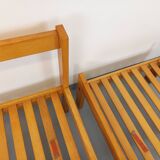 Set of 2 vintage Baumann armchairs in orange fabric and wood from the 80s