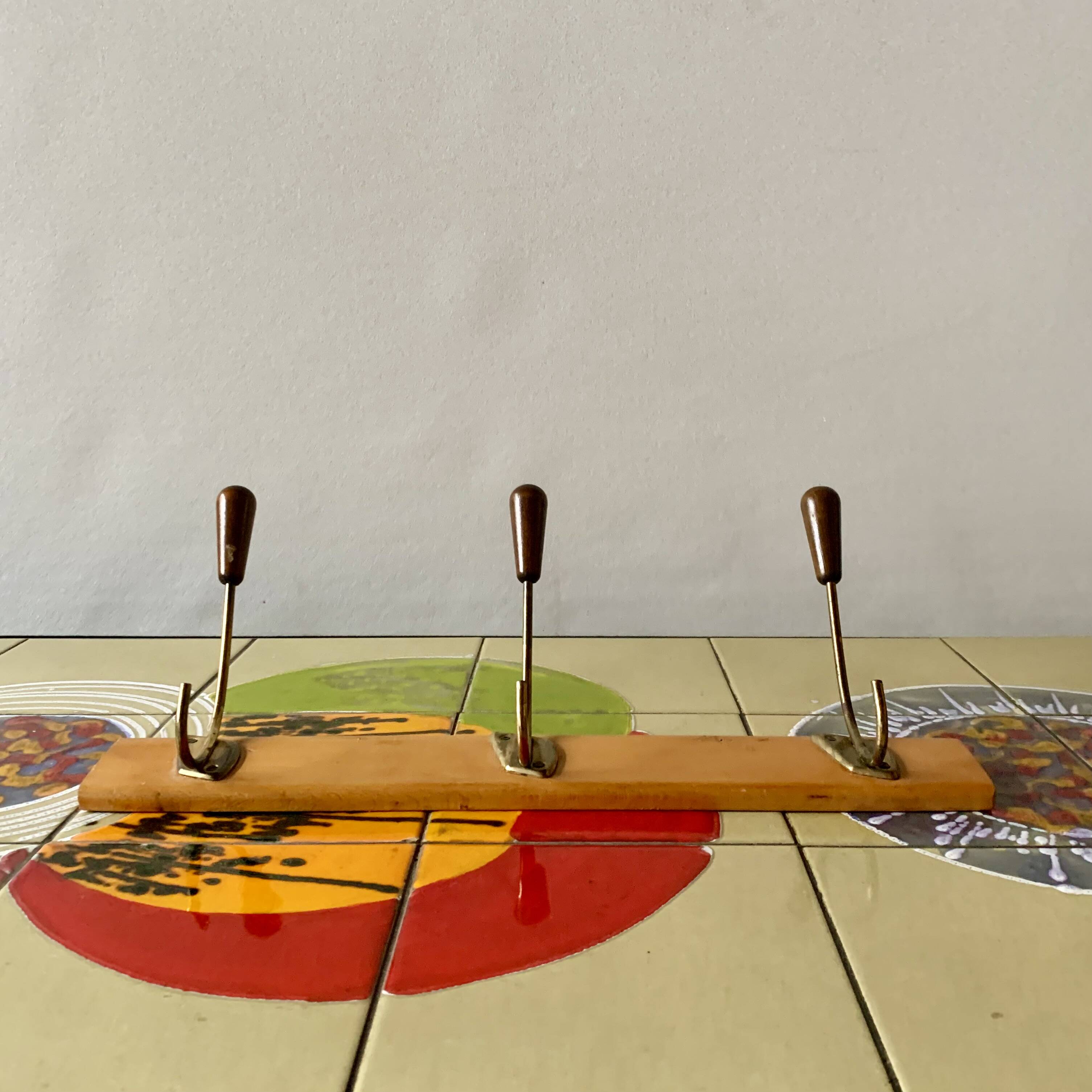 Vintage wall coat rack - 3 hooks