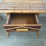 Pair of vintage rattan bedside tables 60 years