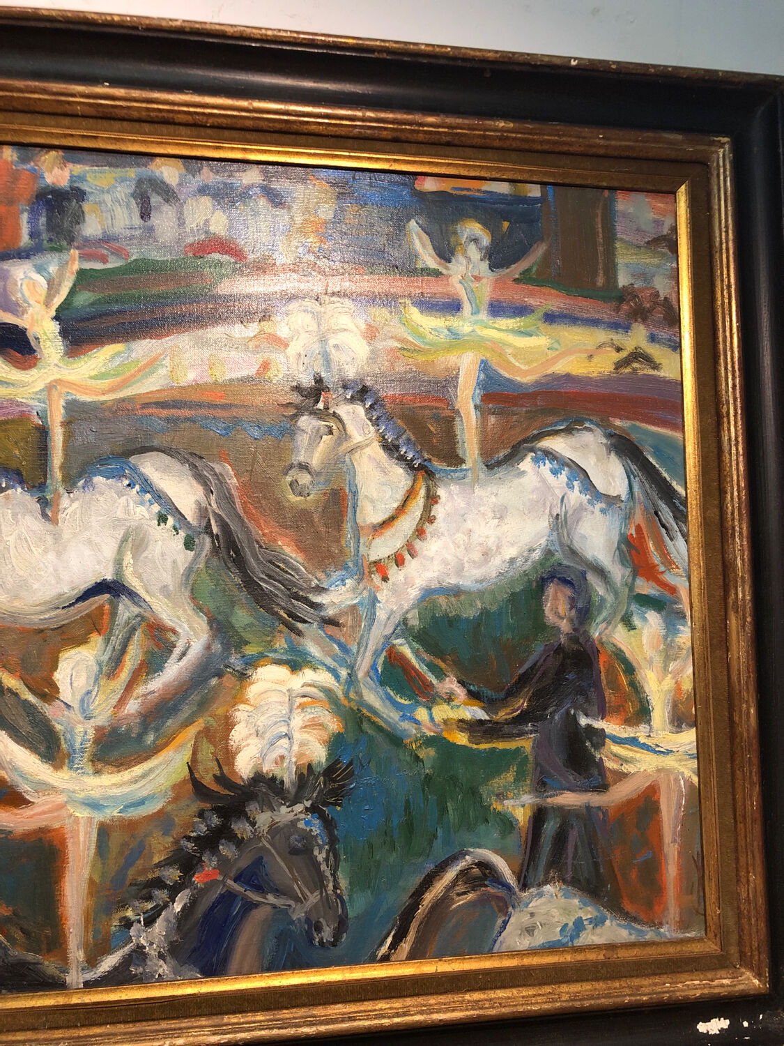 Painting Oil on Canvas Fauvism Circus Horse Dancer Circa 1960