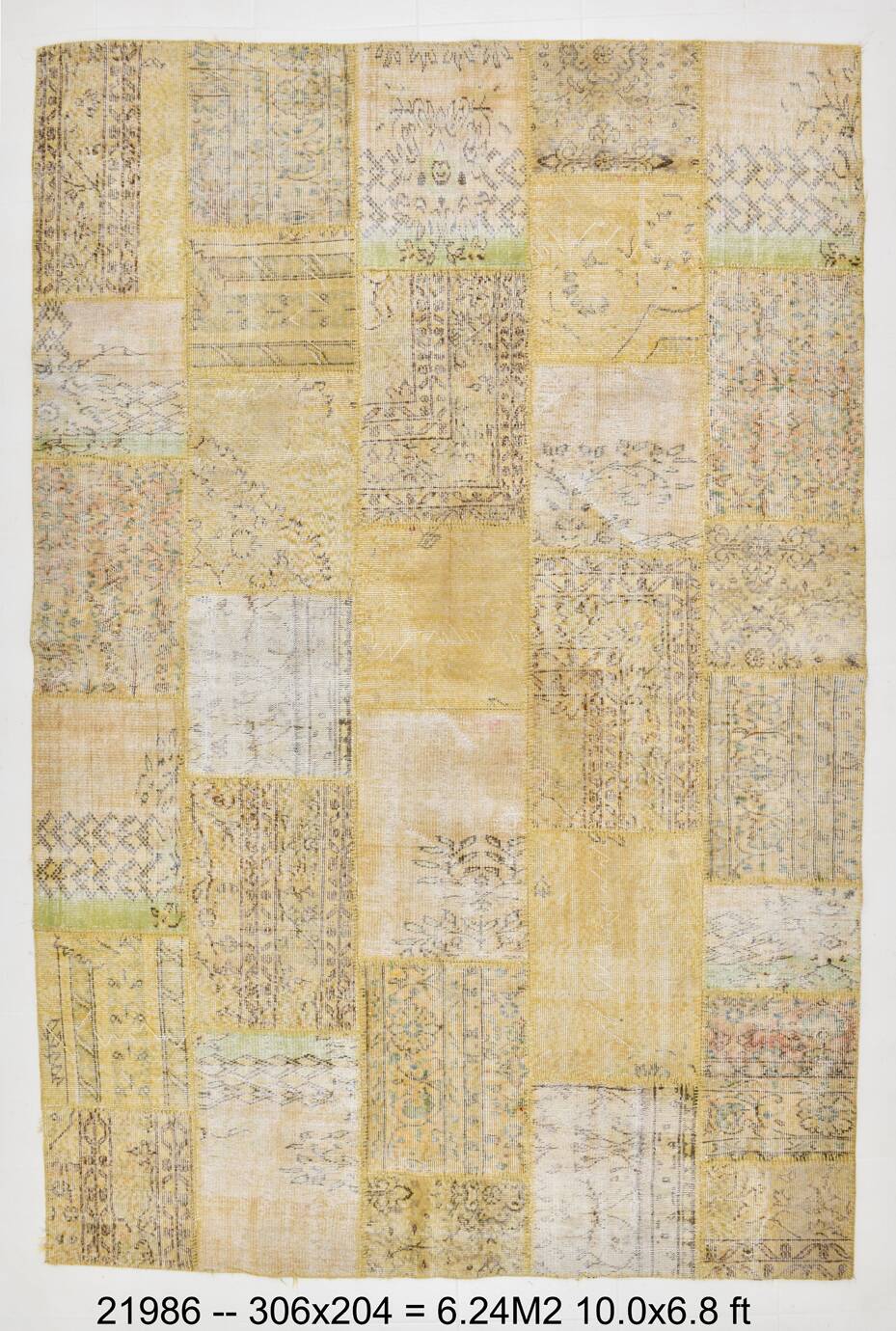 Yellow Mustard Large Vintage Rug, 204x306Cm