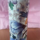 Vase soliflore in earthenware of Gien decoration Mauves 1940