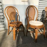 Ensemble de 6 chaises rotin et cannage vintage