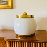 Hollywood regency white ceramic bucket, Italy, ca. 1970