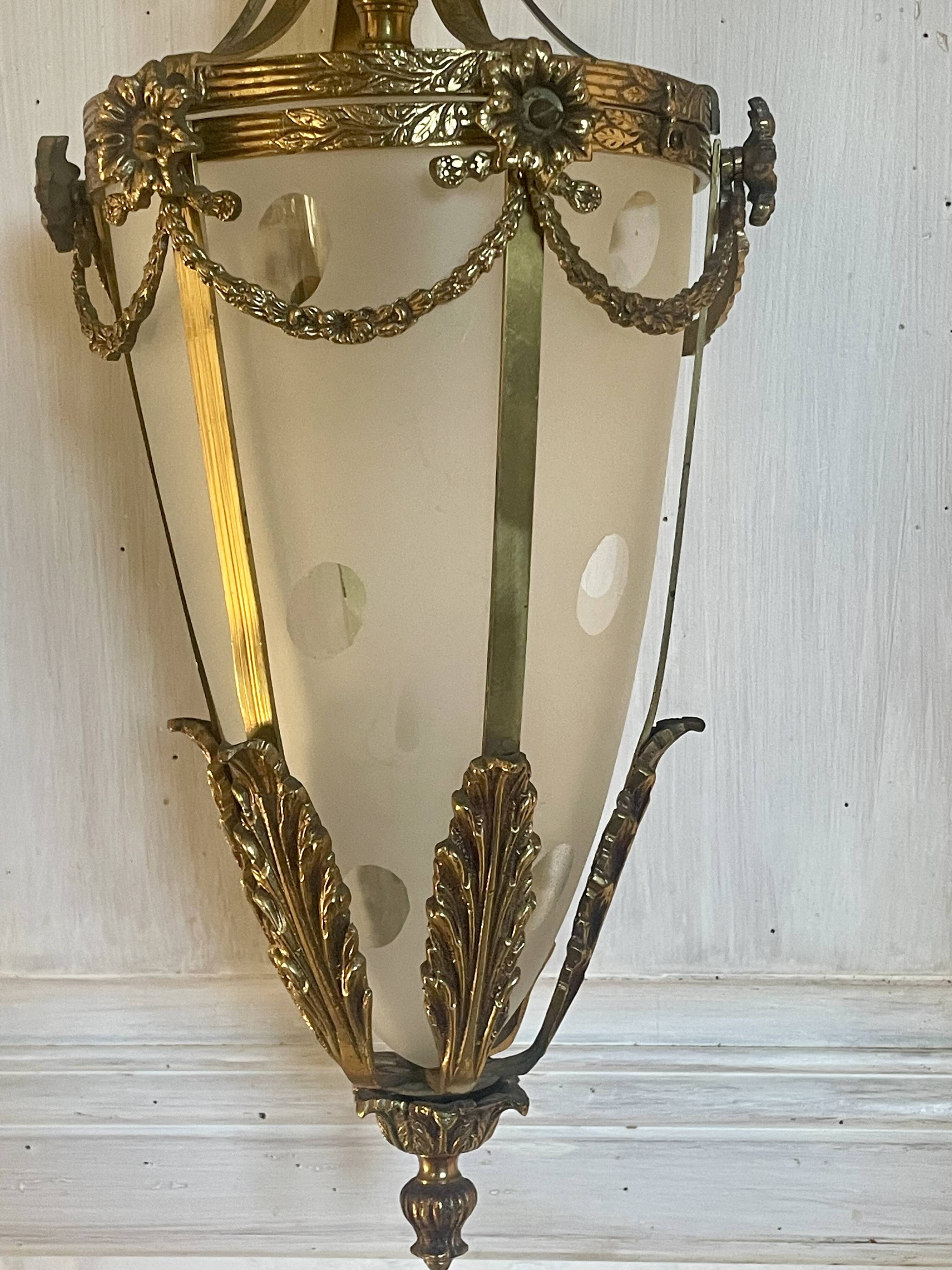 Bronze and polished glass suspension circa 1900