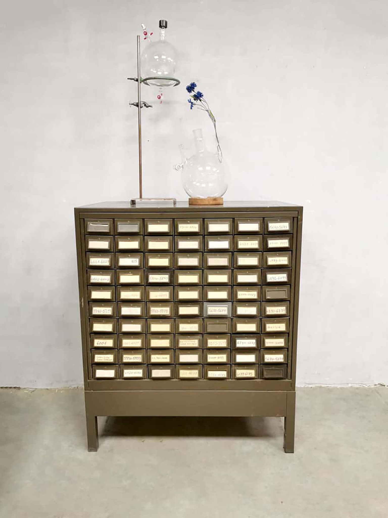 Vintage metal Industrial file cabinet chest of drawers Addressograph