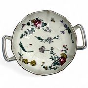 Gien, coupe faïence polychrome insectes et fleurs fin XIXème
