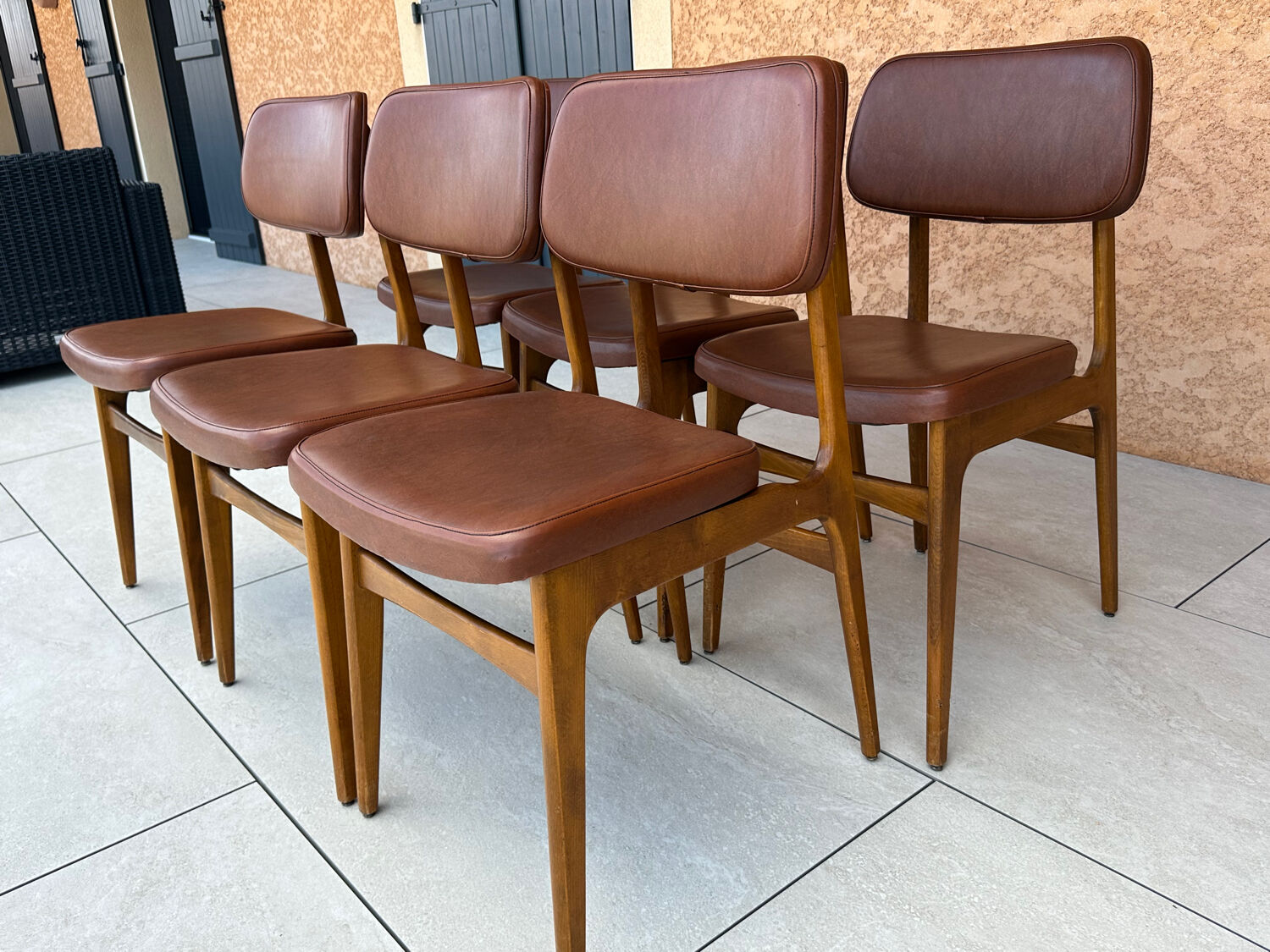 Set of 6 vintage Scandinavian dining chairs from the 1970s.