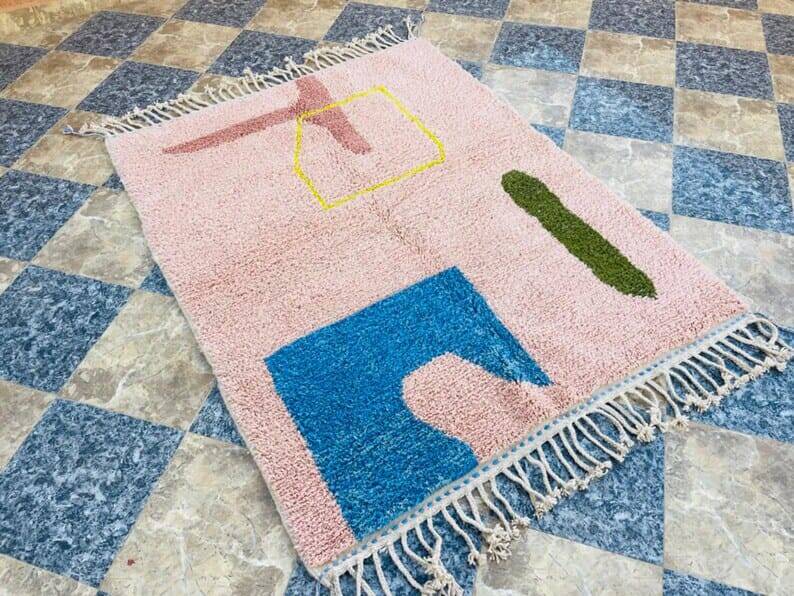 Handmade natural pure wool rug