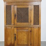 Antique oak bread cabinet from the late 17th century with working locks