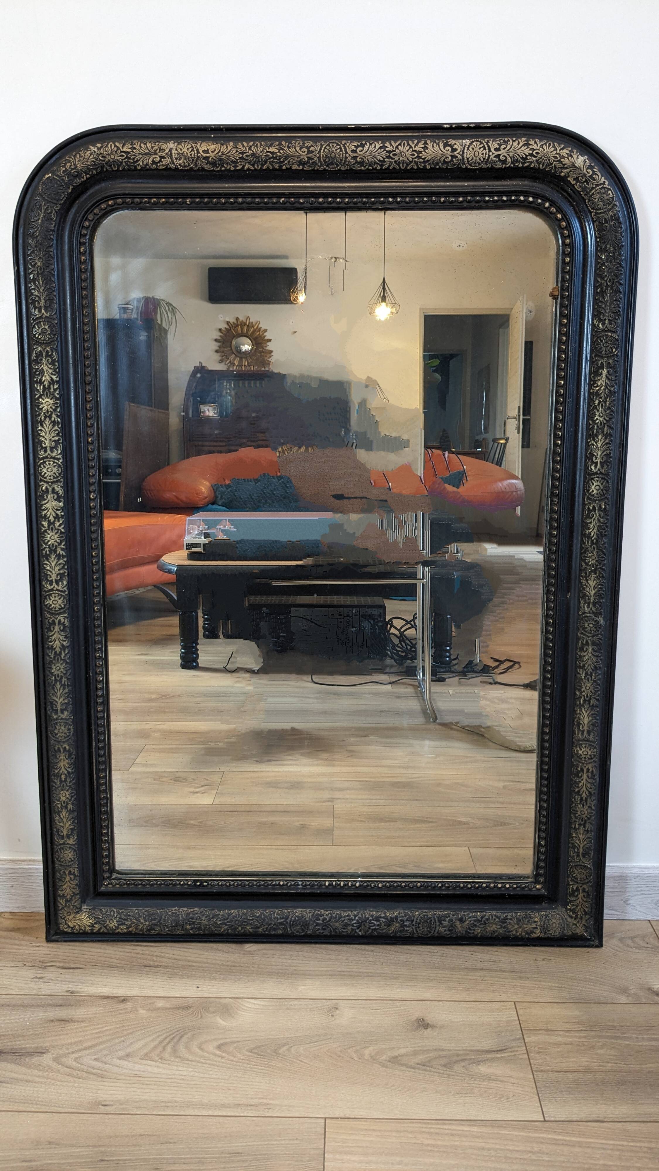 Louis Philippe black and gold mirror 108 x 77 cm
