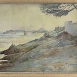 Aquarelle ancienne vue de Marseille signée H Patrice
