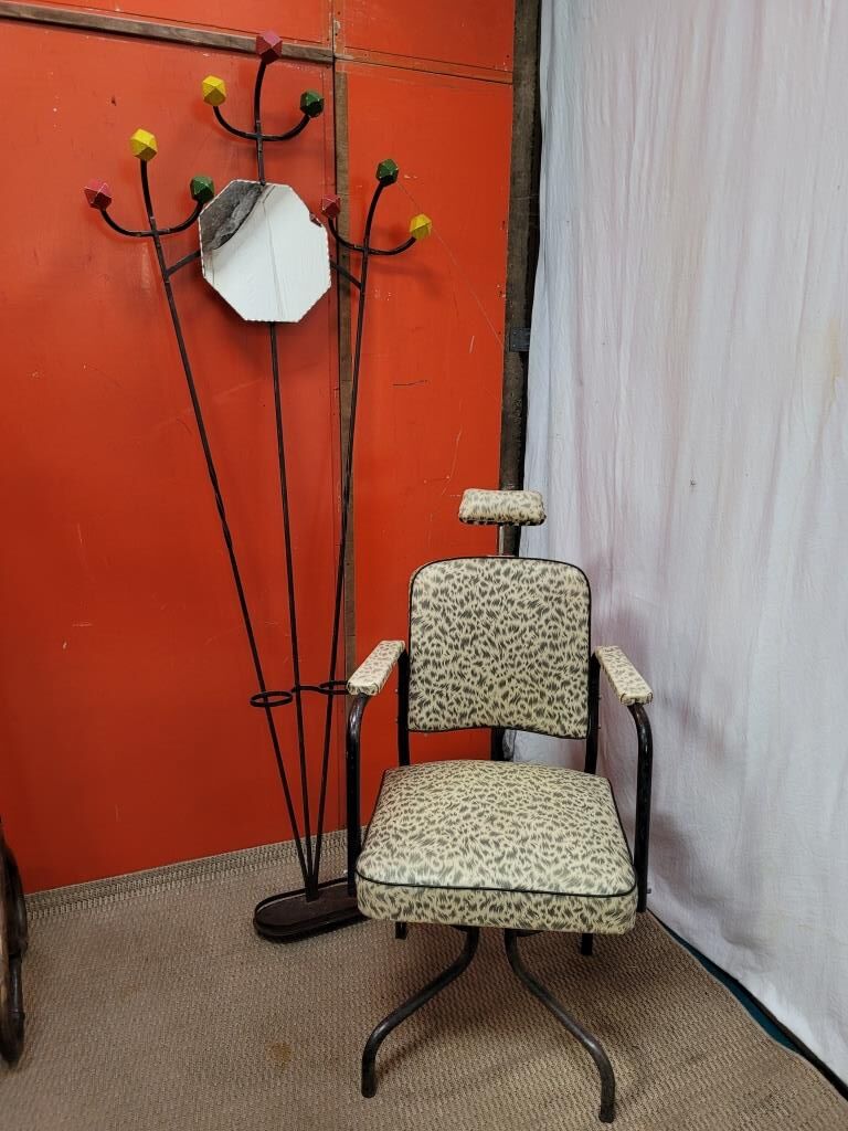 Coat rack and umbrella holder wrought iron and mirror