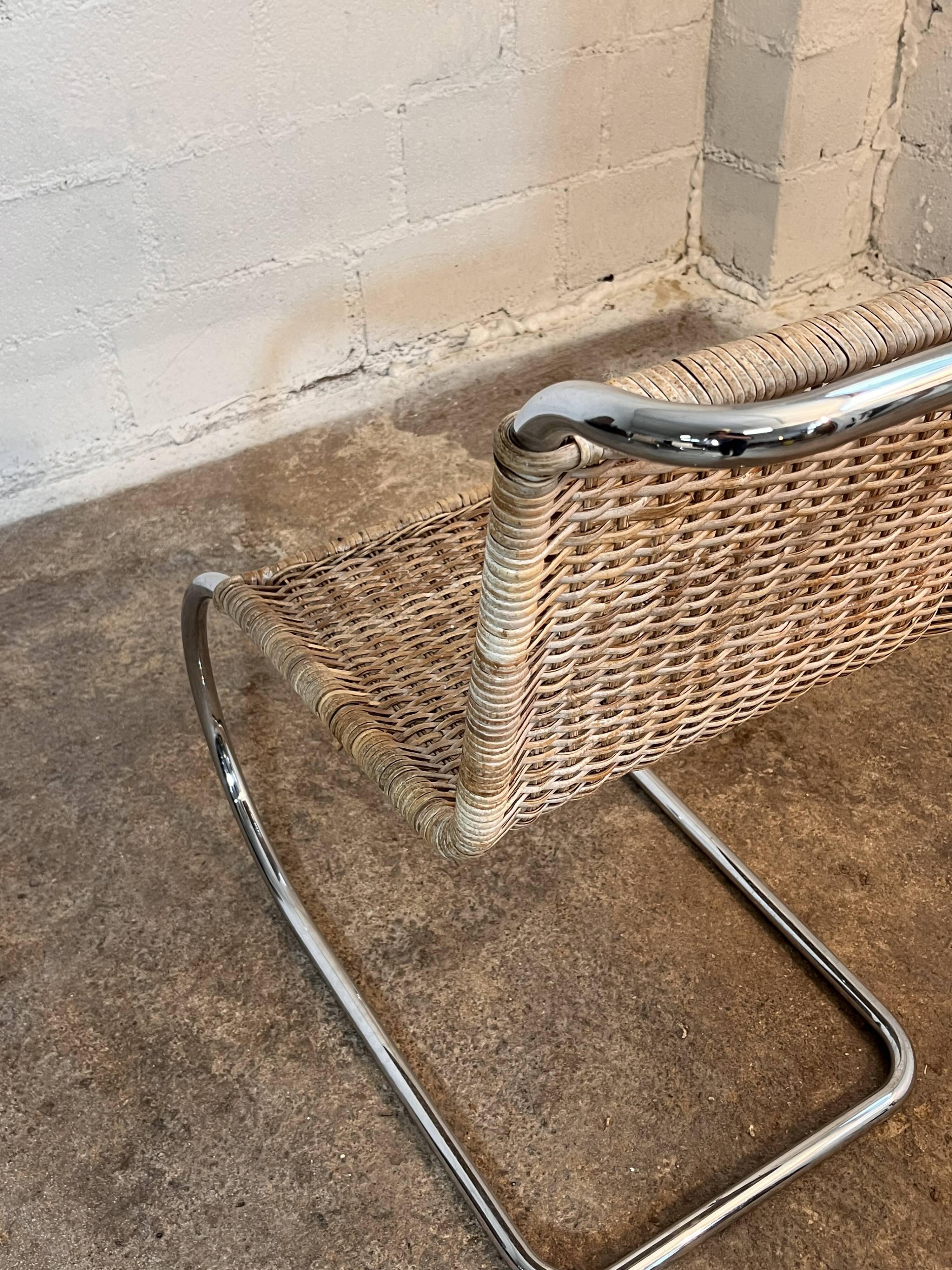 Set of 4 mr10 rattan chairs by mies van der rohe