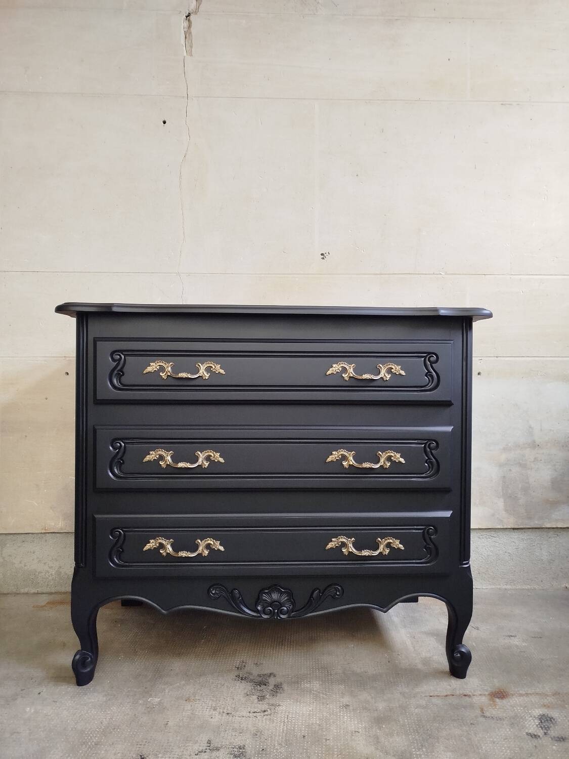 Revamped vintage black chest of drawers