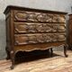 Commode Louis XV Baroque en noyer massif vers 1850-1880