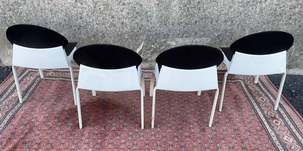 4 Steelcase brown/beige meeting/office chairs with metal base