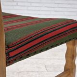 1970s, set of 2 Danish dining chairs, furniture wool, solid oak wood.