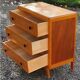 Vintage chest of drawers from the 50s in blond and gold beech 3 drawers feet compass