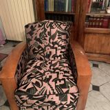 Convertible sofa and art deco armchair in lelievre fabrics.