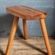 Solid wood tripod stool from the 50s