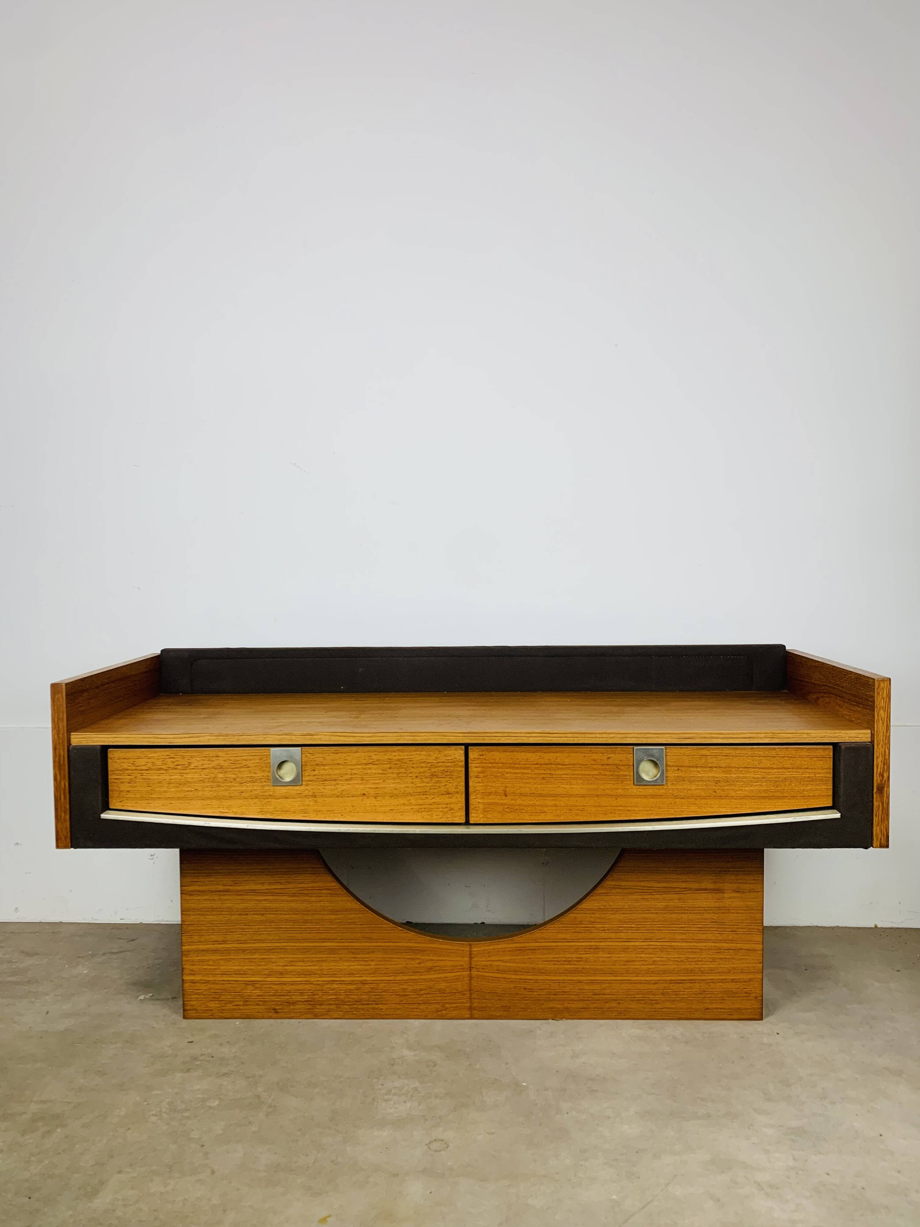Vintage teak and aluminum sideboard, 1970s, TV stand, Scandinavian style