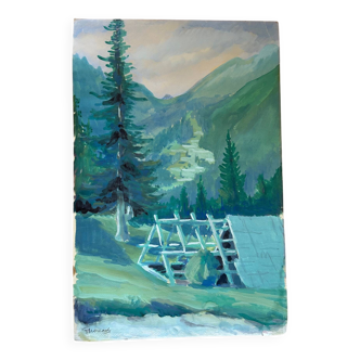 Signed cardboard painting