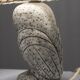Vintage 1970s owl lamp, painted plaster, lampshade herbarium.