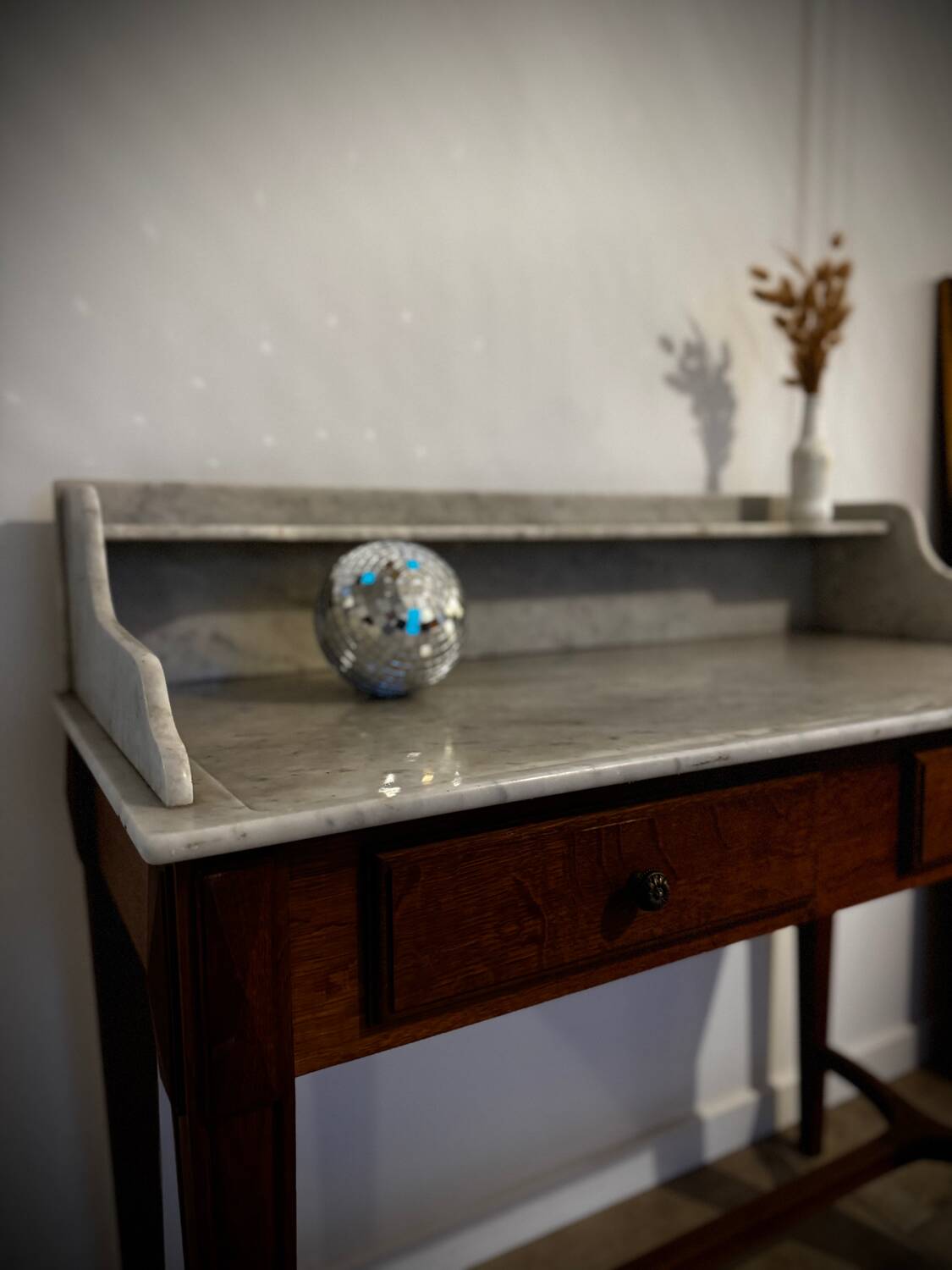 Console ancienne bois et marbre ni