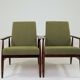 Pair de fauteuils scandinave mid century bouclette verte