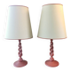 Pair of vintage twisted wood lamps