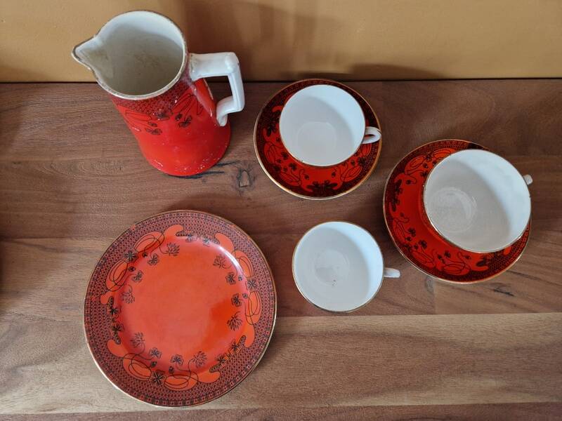 Digoin and Sarreguemines - Faience cup service in Art Nouveau style