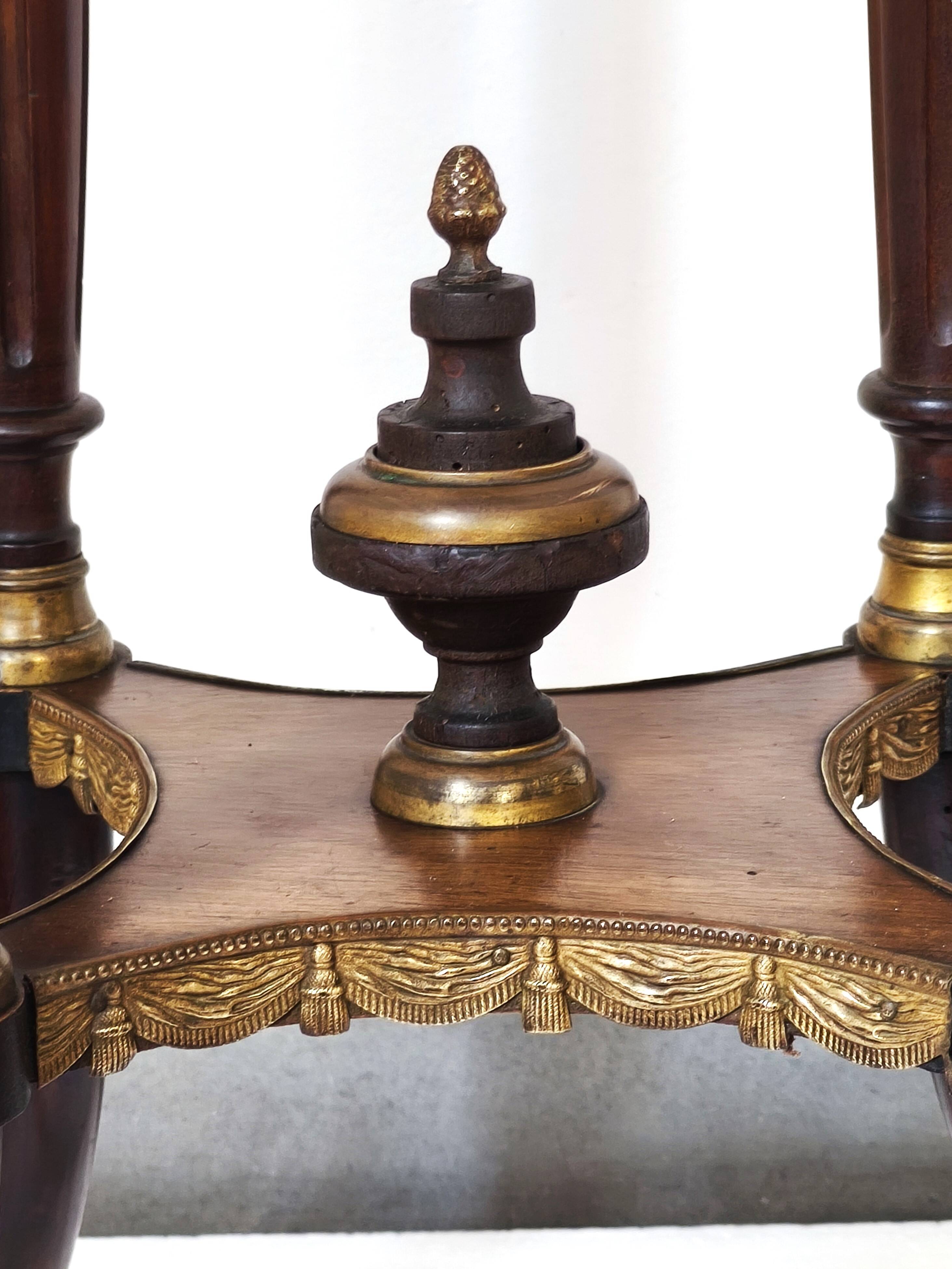 Napoleon III style side table in solid walnut, onyx top and details.