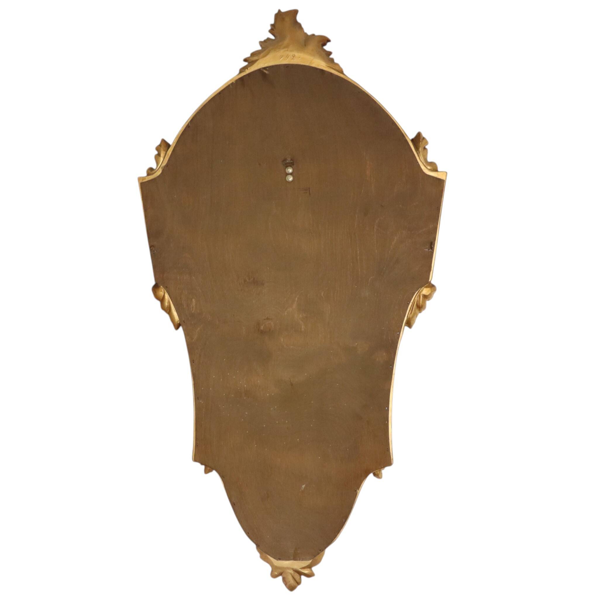 Miroir cranté en or classique Deknudt, biseauté, style Louis XVI, 94 cm