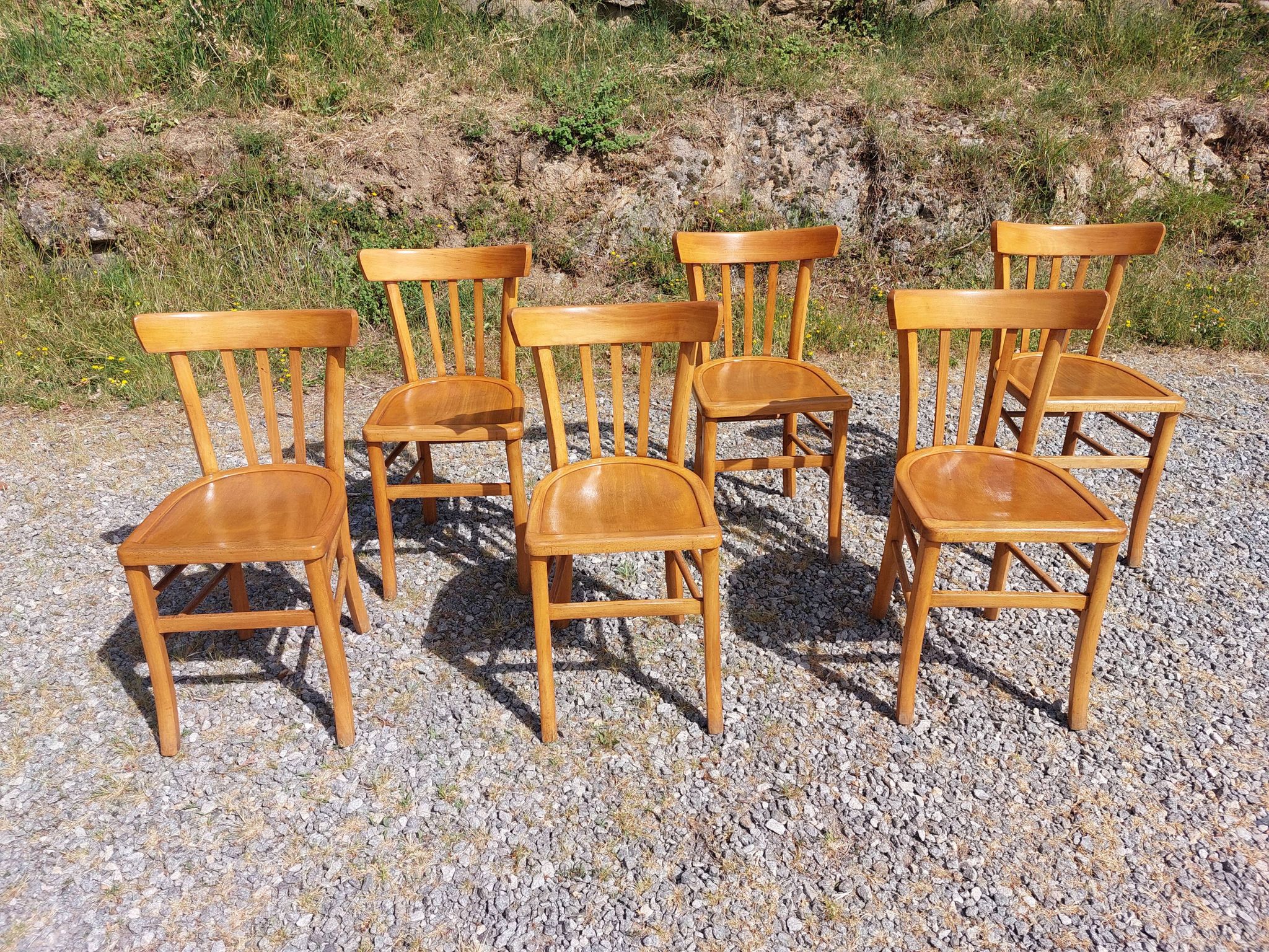 6 bistro chairs, light colour