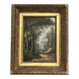 French school, HST animated landscape Barbizon signed late 19th century